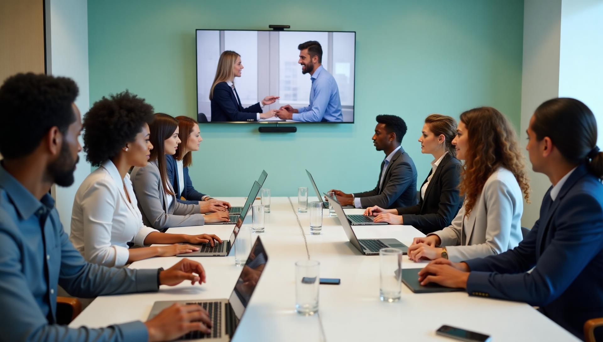 Professional using real-time Español translation during an online meeting with Spanish-speaking clients