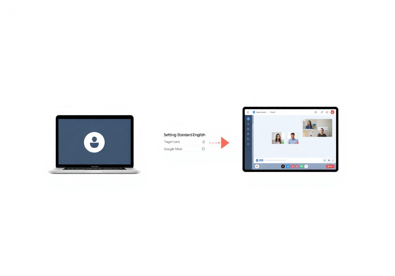 Three-step process: Download Utell AI, pick standard English target, start online meeting with real-time Italian accent conversion