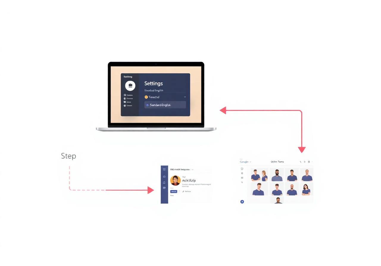 Three-step process: Download Utell AI, pick standard English target, start online meeting with real-time Portuguese accent conversion